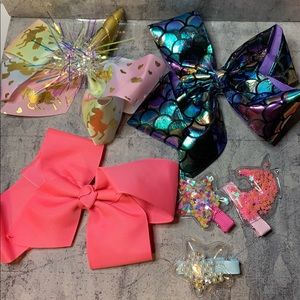 Little girls hair bow lot. Unicorn with pink yellow blue, mermaid and pink
